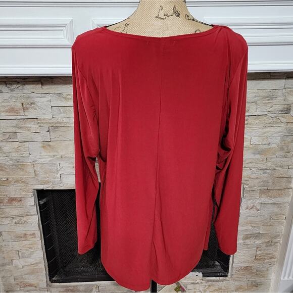 Susan Lawrence red cowl neck long sleeve blouse plus size 1X - Picture 5 of 5